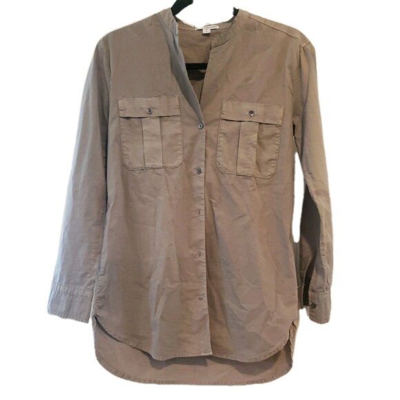 James Perse Shirt Button Front Cotton Gray Long Sleeve Sz 0  XS - Picture 1 of 8